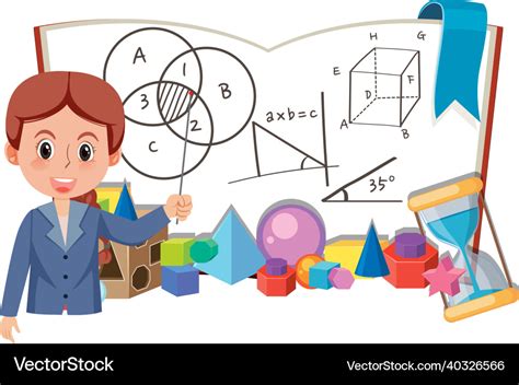 Math teacher with tools Royalty Free Vector Image