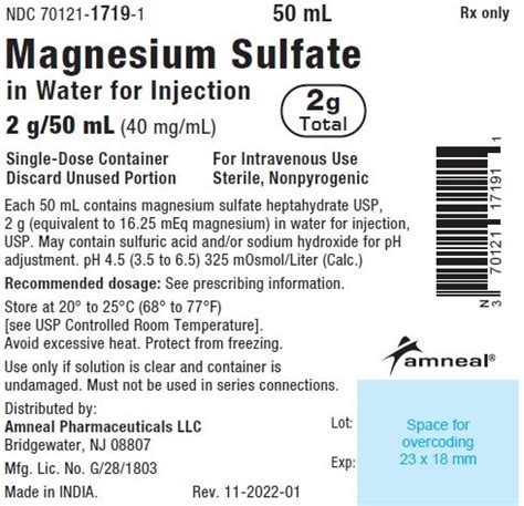 Magnesium Sulfate: Package Insert - Drugs.com