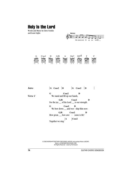 Holy Is The Lord by Chris Tomlin Sheet Music for Guitar Chords/Lyrics at Sheet Music Direct