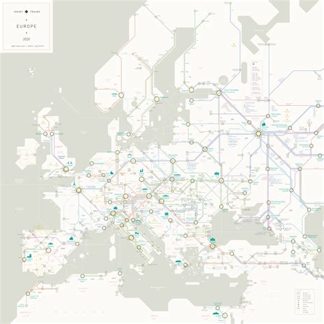 Map of night trains in Europe : europe