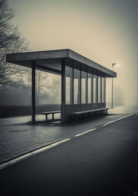 Premium AI Image | A bus stop with a bench on the side of it