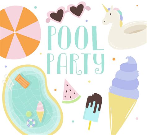 Pool Party Clip Art / Summer Clip Art / Summer Party / Digital Download / Swimming / Pool Toys ...