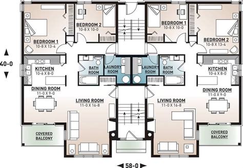 8 unit, 2 bedroom, 1 bathroom Modern Apartment House Plan 7855 | Small ...