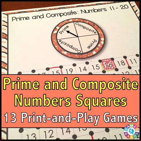 Prime and Composite Numbers 'Squares' Game – Games 4 Gains