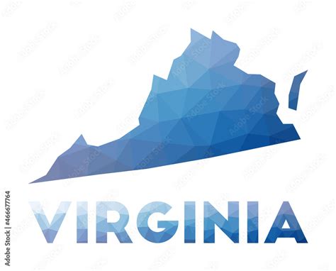 Low poly map of Virginia. Geometric illustration of the us state ...