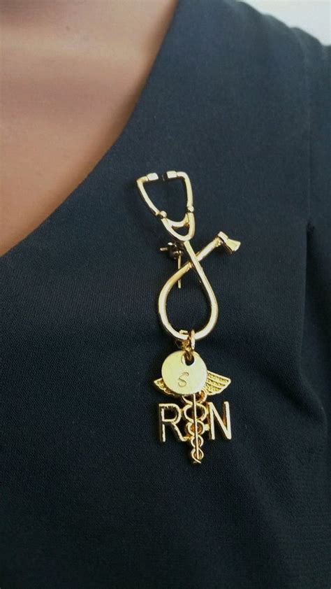 RN Registered Nurse Medical Stethoscope Gold Handstamped Personalized ...