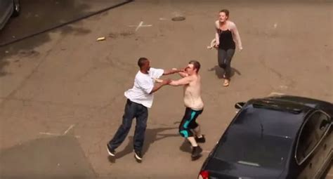 Shocking footage of street fight shows man, woman and dog in violent ...