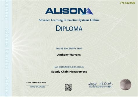 Certificate - Supply Chain Management