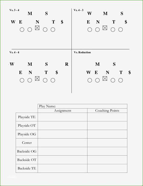 Printable Blank Football Formation Sheets