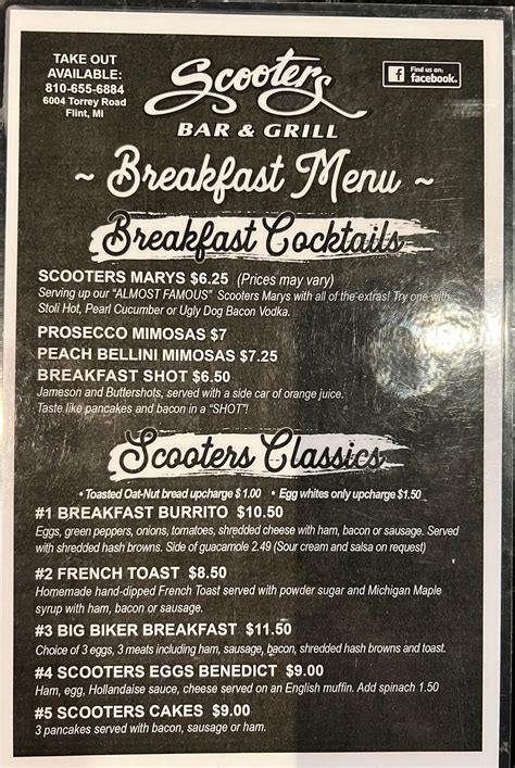 Restaurant Menu & Food Specials | Flint, MI | Scooters Bar & Grill