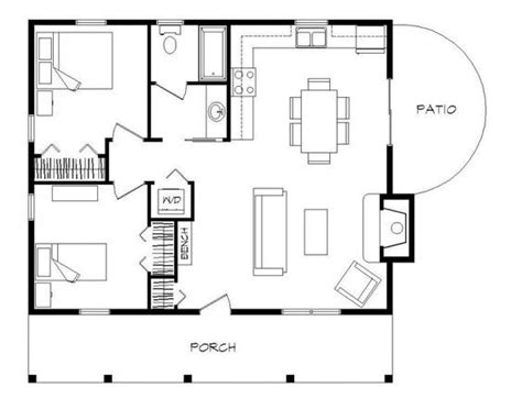 2 bedroom log cabin 700 sq ft | Log Home, Timber Frame & Hybrid Home Floor Plans by Wisconsin ...