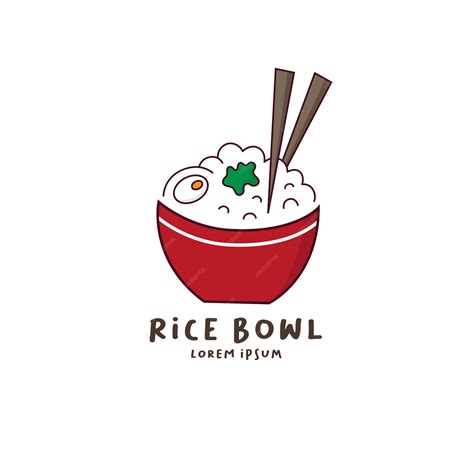 Premium Vector | Rice bowl icon logo vector with chopsticks illustration concept