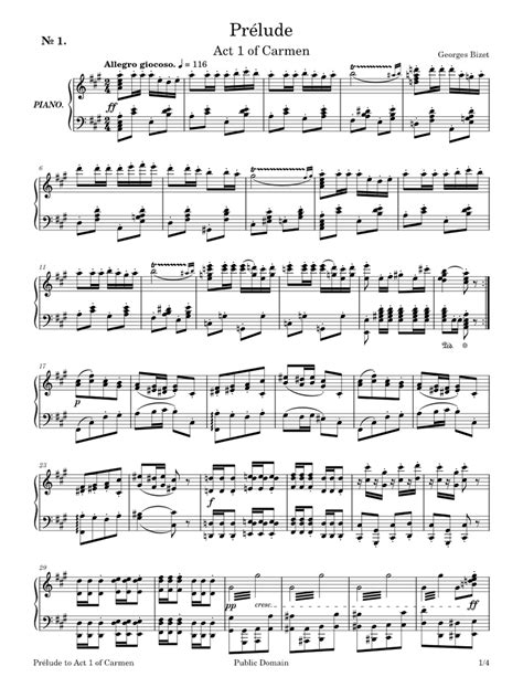 Carmen – Georges Bizet Carmen Prelude Bizet (Transcribed for Piano Solo ...