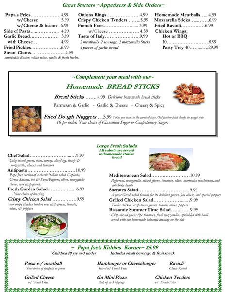 BerkshireMenus.com - Papa Joe's Ristorante & Pizzeria