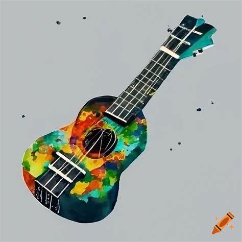 Watercolor painting of a ukulele