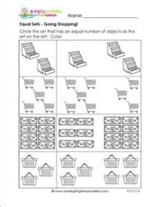 Equal Sets - Compare Numbers in this Going Shopping Worksheet