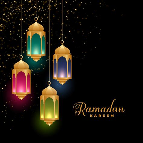 golden colorful islamic lanterns ramadan kareem background - Download ...