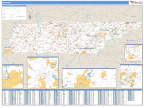 Tennessee ZIP Code Wall Map | Maps.com.com