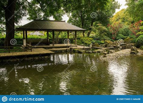 Japanese Garden Inside Botanical Garden of Augsburg Town in Bavaria Stock Image - Image of ...