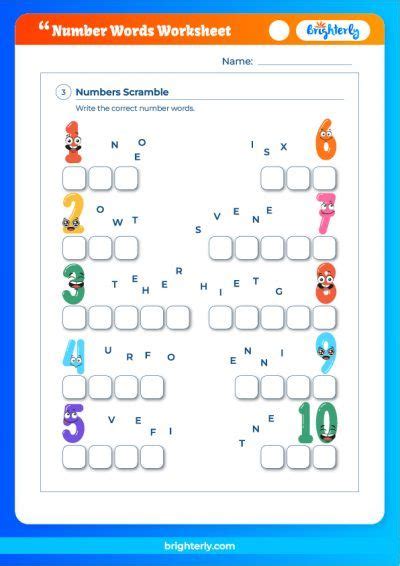 Free Printable Number Words Worksheet for Kids [PDFs] Brighterly.com