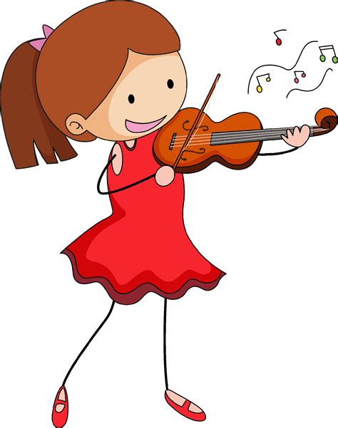 Cute girl playing violin doodle cartoon character isolated 2007201 Vector Art at Vecteezy