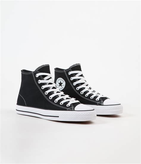 Converse CTAS Pro Hi Canvas Shoes - Black / Black / White | Flatspot