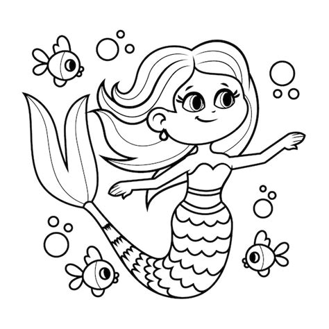 Free Vector | Hand drawn mermaid outline illustration