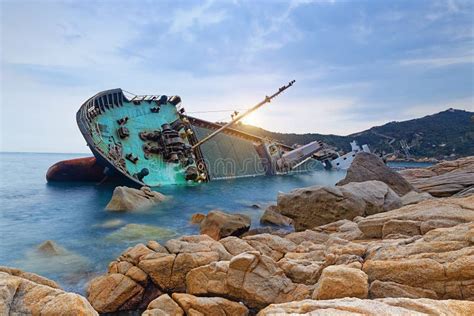 Shipwreck or Wrecked Cargo Ship Abandoned Stock Image - Image of abandoned, coastline: 68261463