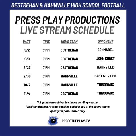 The Latest: Friday Night Football Live Stream Schedule – Press Play Productions