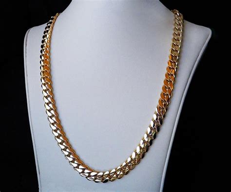 Solid 14K Gold Miami Men's Cuban Curb Link Chain Necklace Heavy 24" 154.4gr 9mm | eBay