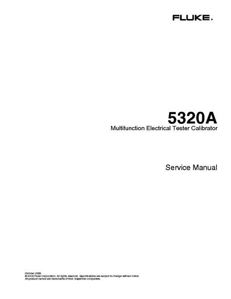 FLUKE 5320A MULTIFUNCTION-ELECTRICAL-TESTER-CALIBRATOR SM Service Manual download, schematics ...