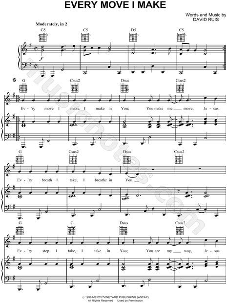 David Ruis "Every Move I Make" Sheet Music in G Major (transposable) - Download & Print - SKU ...