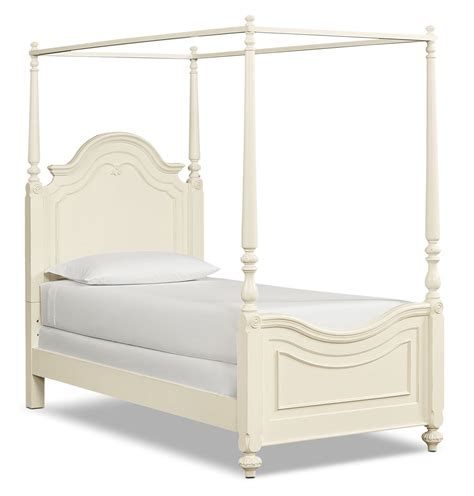 Amber Twin Canopy Bed - Antique White | Twin canopy bed, Canopy bedroom ...