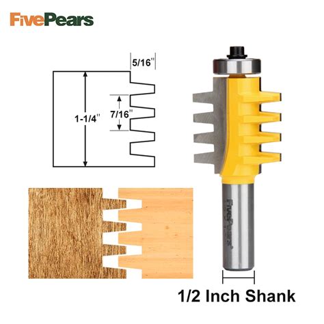 FivePears Finger Joint Router Bit with 1/2" Shank,Reversible Finger Joint Glue Joint Router Bit ...