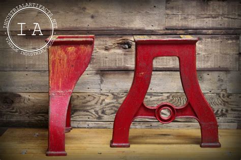 Vintage Industrial Heavy Duty Red Cast Iron Table Legs | โต๊ะ
