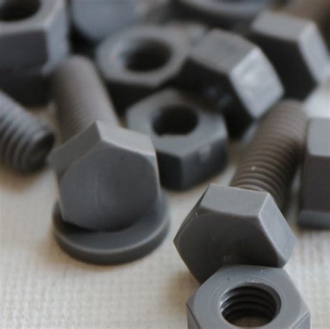 50 x Grey PVC Plastic nuts & bolts, weather oxidation resistant, UPVC, M6 x 20mm | eBay