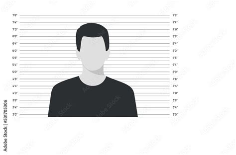 Silhouette of anonymous man in mugshot lineup isolated on white ...