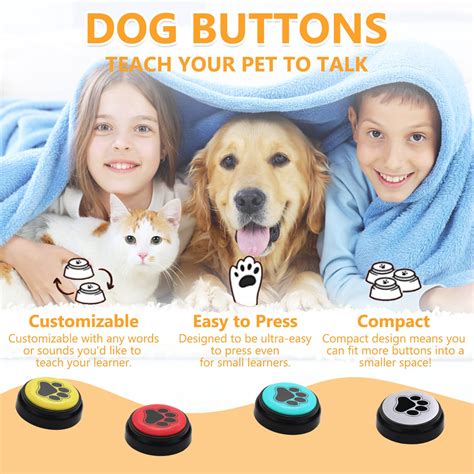 Dog Buttons for Communication Dogs Speech Training Buttons Talking Sound Buttons-Recordable ...