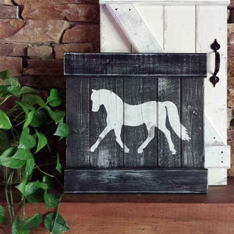 RUSTIC HORSE DECOR Equestrian wall decor Horse by ElevenOwlsStudio