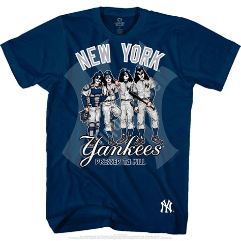 MLB New York Yankees KISS Dressed to Kill Navy T-Shirt Tee Liquid Blue