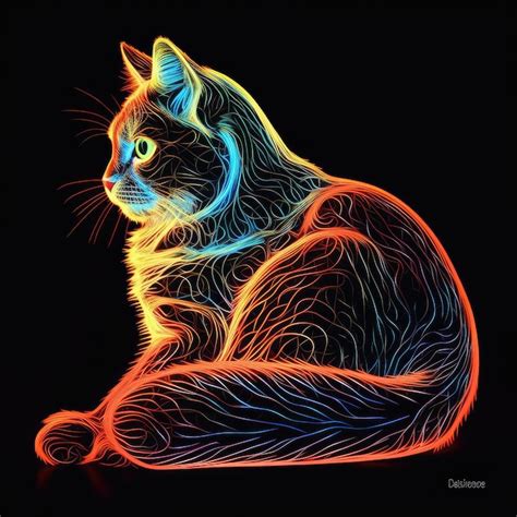 Premium AI Image | neon cat art