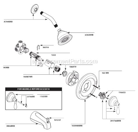 Moen 82495BRB Tub and Shower Faucet OEM Replacement Parts From eReplacementParts.com