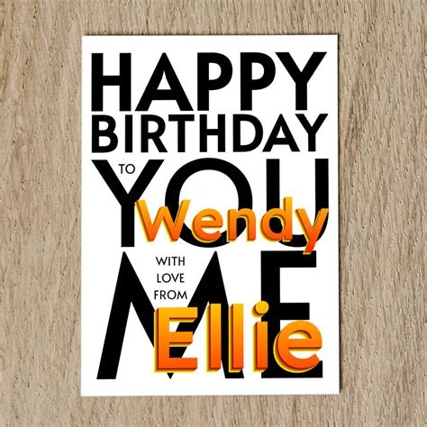 Personalised Birthday Card With Names And Message By elevencorners