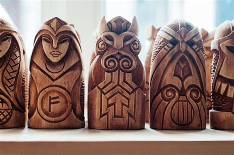 Hedendom — Gorgeous wooden Norse god figurines carved from... in 2020 ...