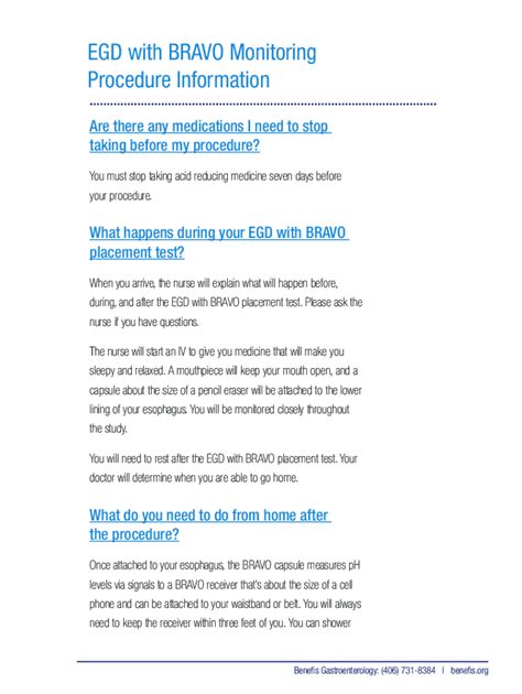 Fillable Online EGD with BRAVO Monitoring Procedure Information Fax ...