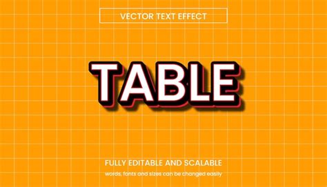 Premium Vector | Table Editable Text Effect Modern