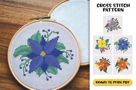 Flowers Cross Stitch Pattern Graphic by PIN Crafter · Creative Fabrica