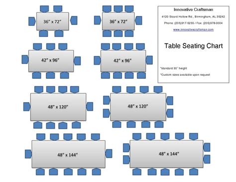 Table Seating Chart Also available in custom sizes | Dining table sizes, 12 person dining table ...