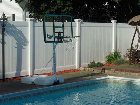 Pool fencing, white vinyl privacy fence. | Vinyl privacy fence, Pool fence, Florida design