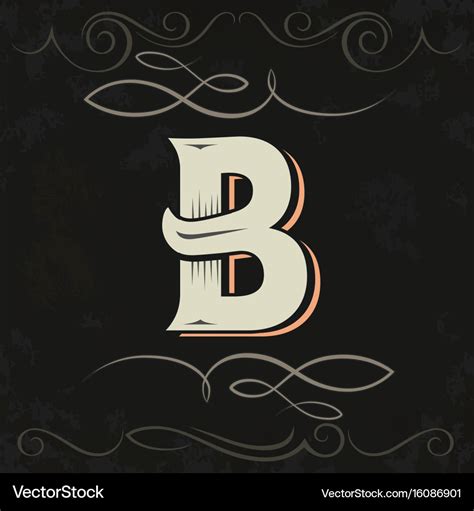 Retro style western letter design letter b Vector Image